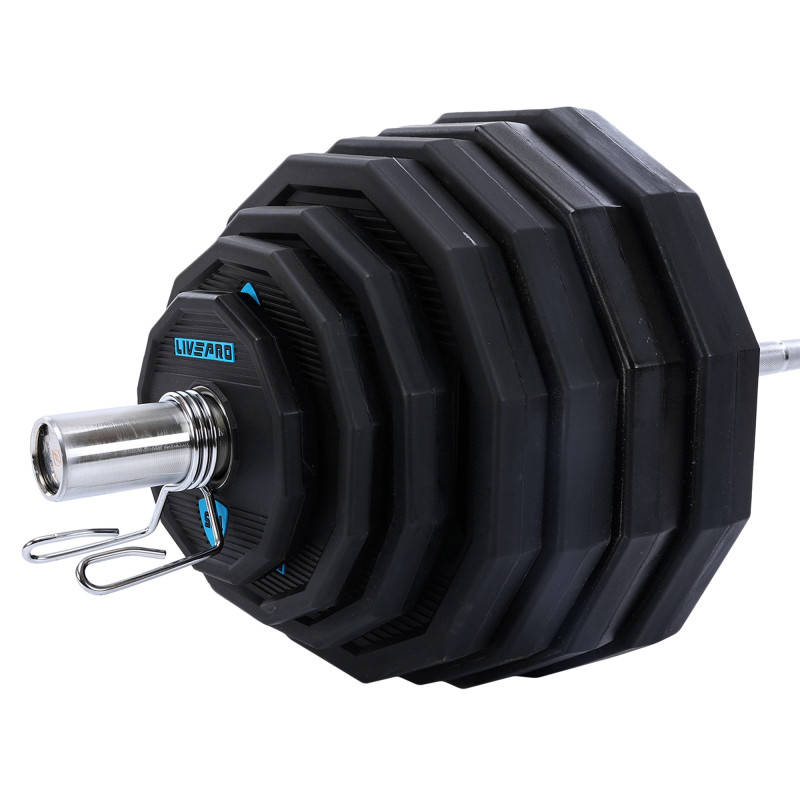 Блини диски поліуретанові 2 Handle металева втулка LiveUp LP8023-10 ø51мм 10кг чорний