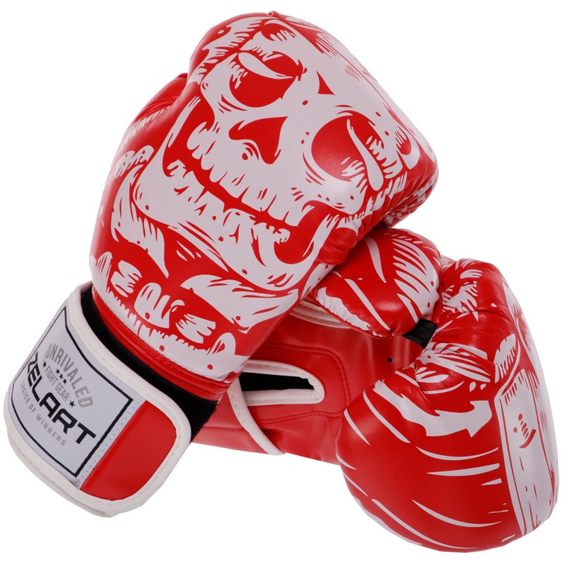Рукавиці боксерські на липучці FLEX Zelart SKULL BO-5493 8-12 унцій Синій