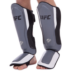 Захист гомілки та стопи Муай Тай, ММА, Кікбоксинг шкіряний UFC PRO Training UHK-69982 L-XL срібний-чорний
