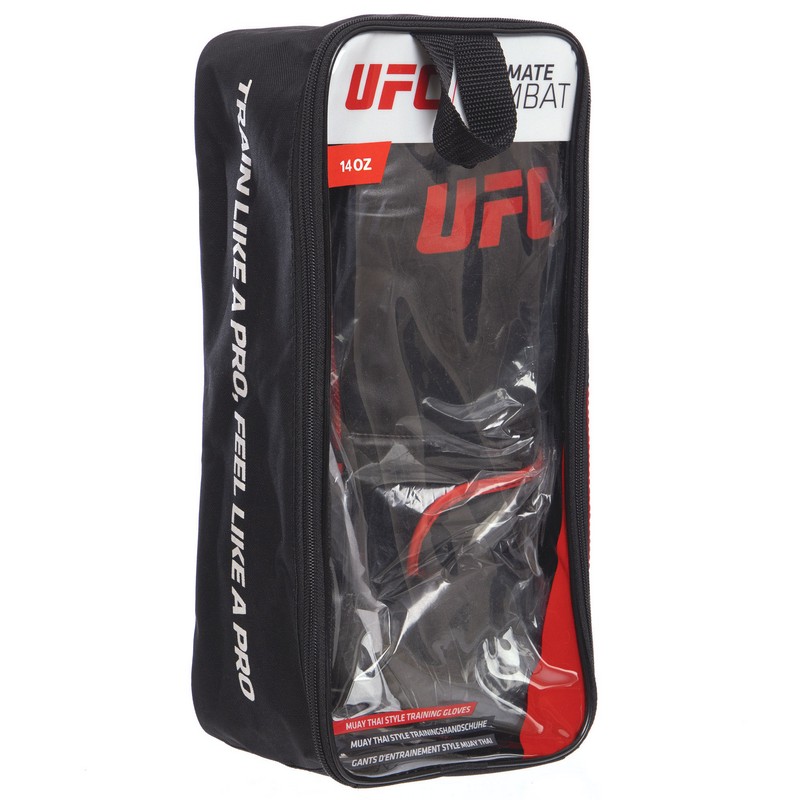 Рукавиці боксерські на липучці PU UFC Myau Thai Style UHK-69680 14 унцій чорний