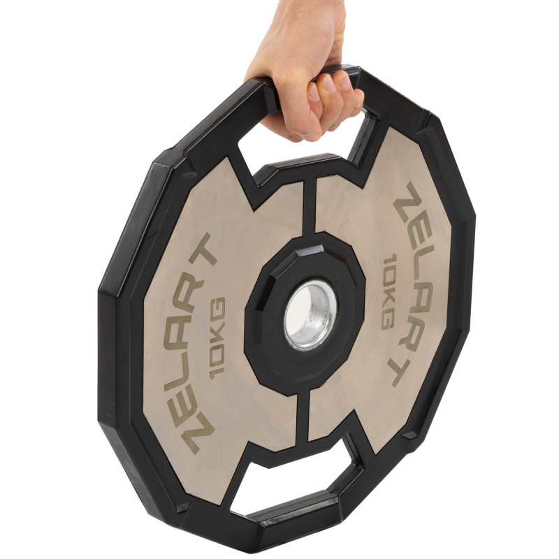 Млинці диски гумові 2 Handle металева втулка Zelart TA-4792-10 51мм 10кг чорний-сірий