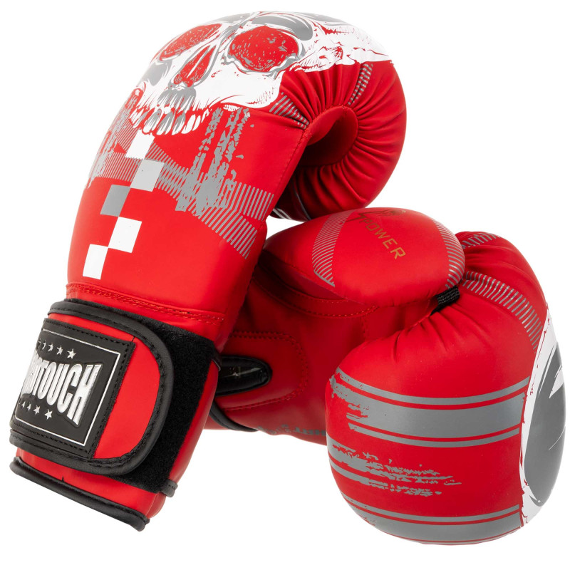 Рукавиці боксерські на липучці PU HARD TOUCH BO-5230 10-14унцій Червоний