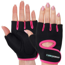 Рукавиці для фітнесу та тренувань FITNESS BASICS BC-893 S-XL Чорний-рожевий