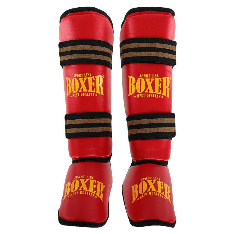 Захист гомілки та стопи Муай Тай, ММА, Кікбоксинг штучна шкіра BOXER NEW 2004-4-N M-XL Червоний