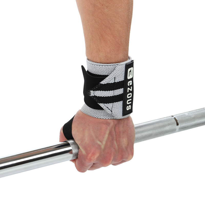 Бинти кистьові для жиму STRENGTH WRIST WEIGHTLIFTING WRAPS EZOUS C-03 2штуки чорний-сірий