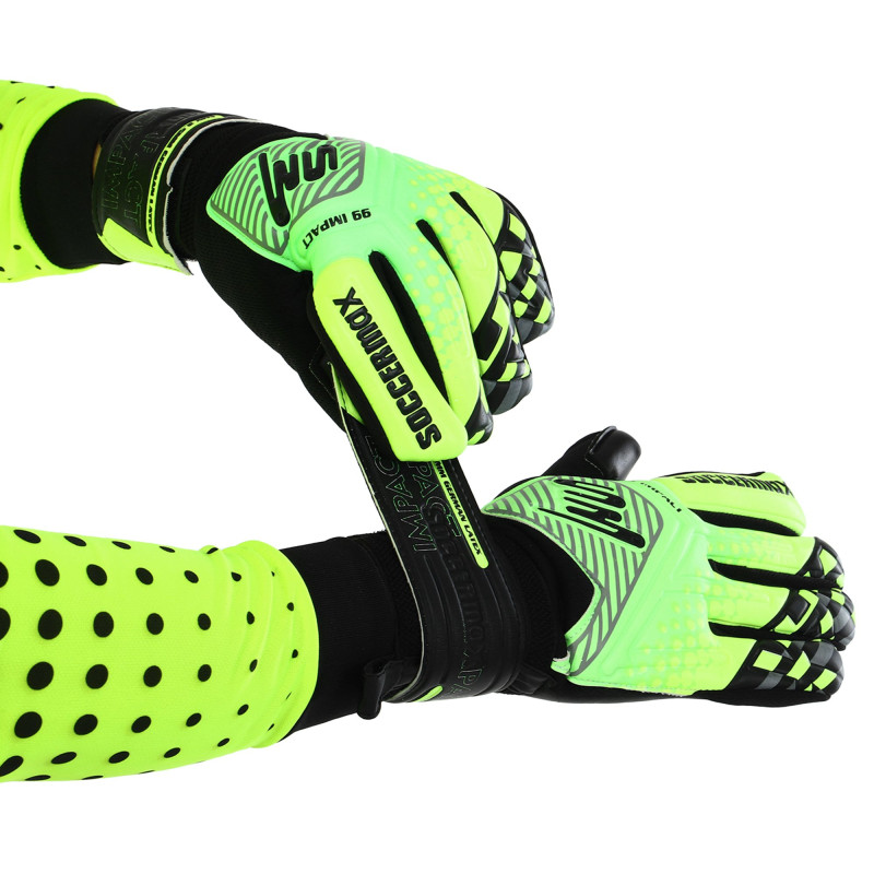 Рукавиці воротарські професійні із захистом пальців SOCCERMAX GK-4317 розмір 7-11 Блакитний-салатовий