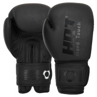 Рукавиці боксерські на липучці шкіряні HARD TOUCH BO-4230 10-14унцій Чорний
