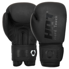 Рукавиці боксерські на липучці шкіряні HARD TOUCH BO-4230 10-14унцій Чорний