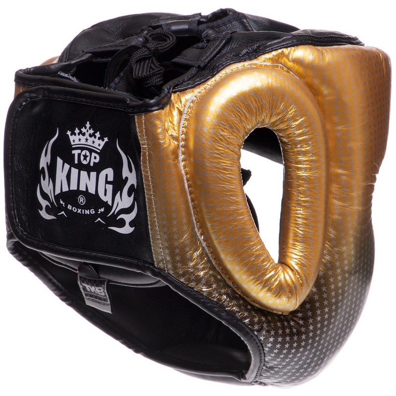 Шолом боксерський з повним захистом шкіряний TOP KING Super Star TKHGSS-01 S-XL Золотий