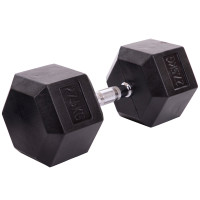 Гантель цільна шестигранна гексагональна обгумована Sport LN-1205-27_5 1шт 27,5кг чорний