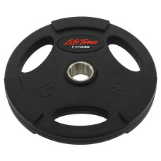 Млинці диски гумові з потрійним хватом та металевою втулкою LIFE FITNESS SC-80154B-15 51мм 15кг чорний