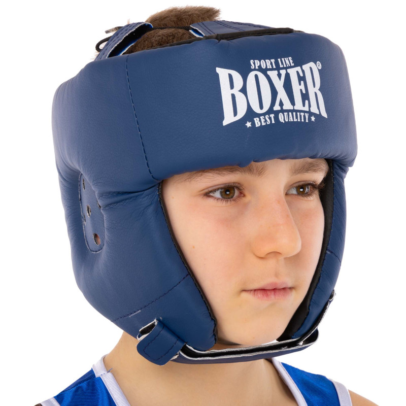 Шолом боксерський відкритий штучна шкіра BOXER 2028-N M-L Синій