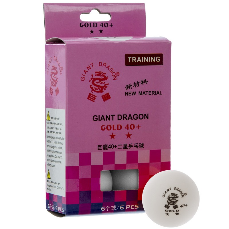Набір м'ячів для настільного тенісу GIANT DRAGON GOLD 40+ 2star MT-6561 6шт