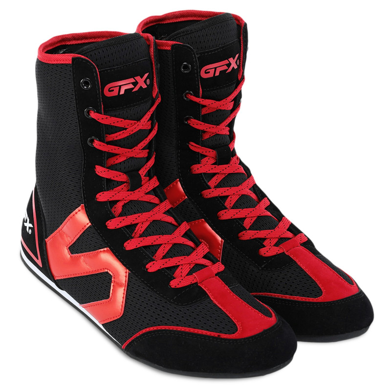 Боксери взуття для боксу GFX GF-DK522 розмір 36-45 Чорний-червоний