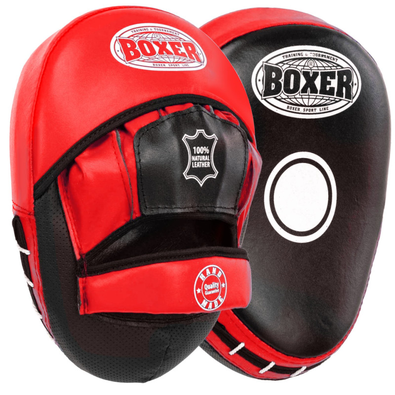 Лапа боксерська вигнута тренувальна шкіра BOXER 2012-01 элит 23х19х4,5см 2штуки