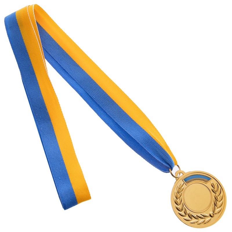Заготовка спортивної медалі зі стрічкою Sport UKRAINE з українською символікою C-3241 ø5см золото, срібло, бронза