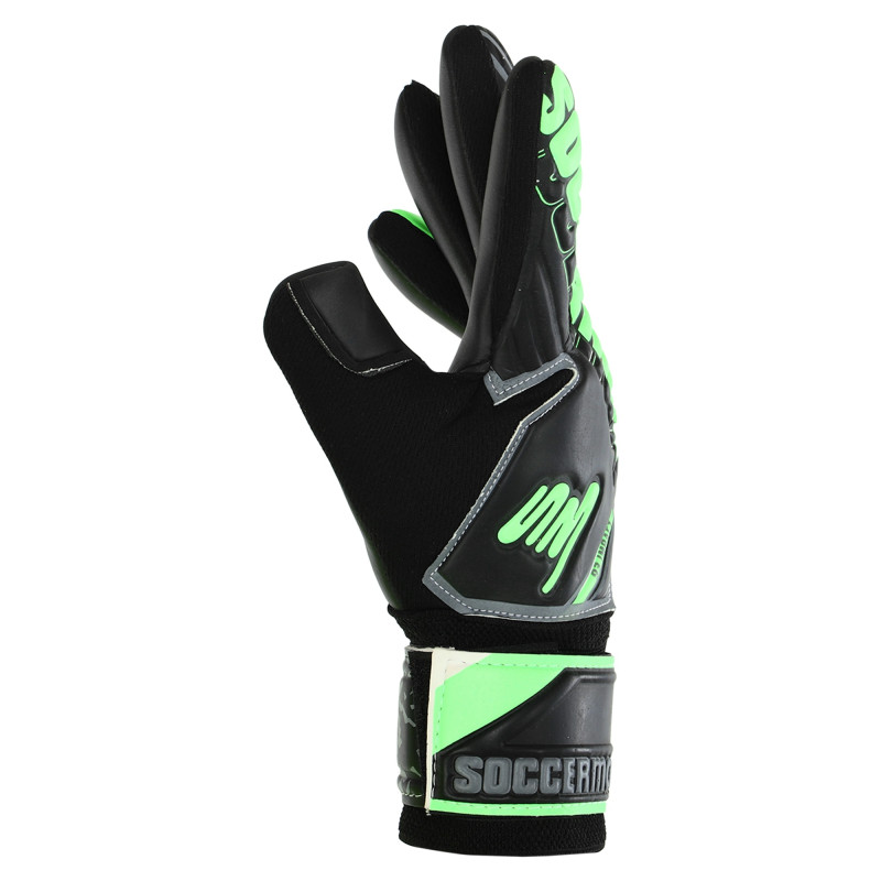 Рукавиці воротарські професійні із захистом пальців SOCCERMAX GK-4316 розмір 7-11 Чорний-зелений