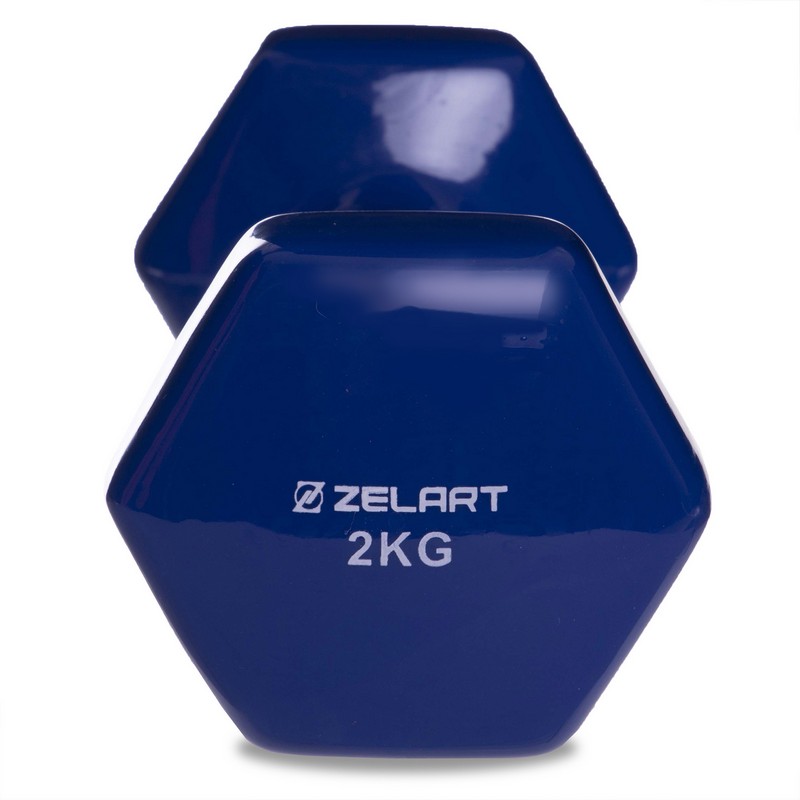 Гантель для фітнесу вінілова Zelart TA-2777-2 1шт 2кг