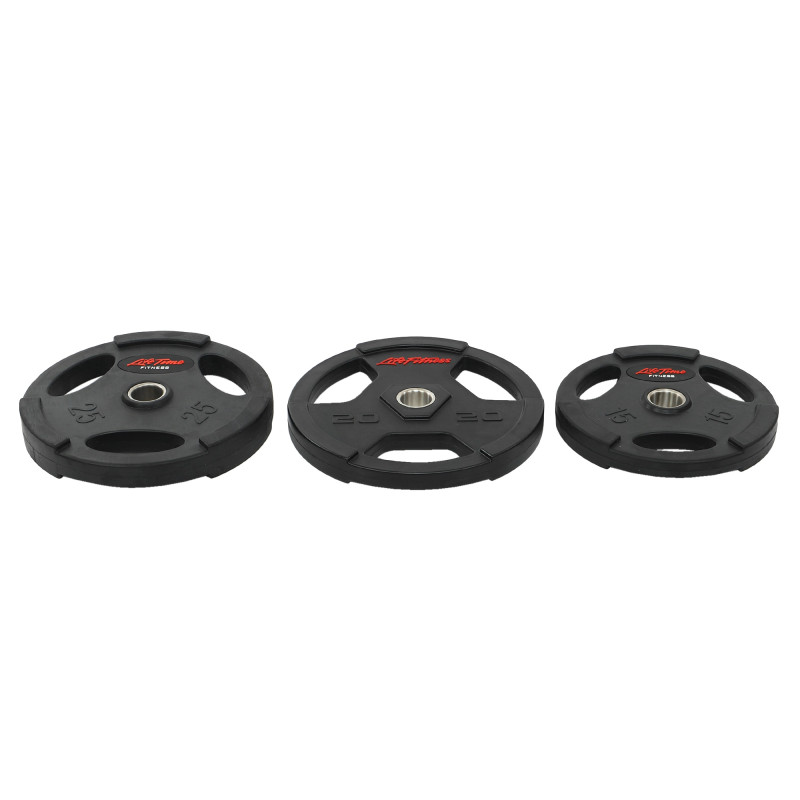 Млинці диски гумові з потрійним хватом та металевою втулкою LIFE FITNESS SC-80154B-15 51мм 15кг чорний