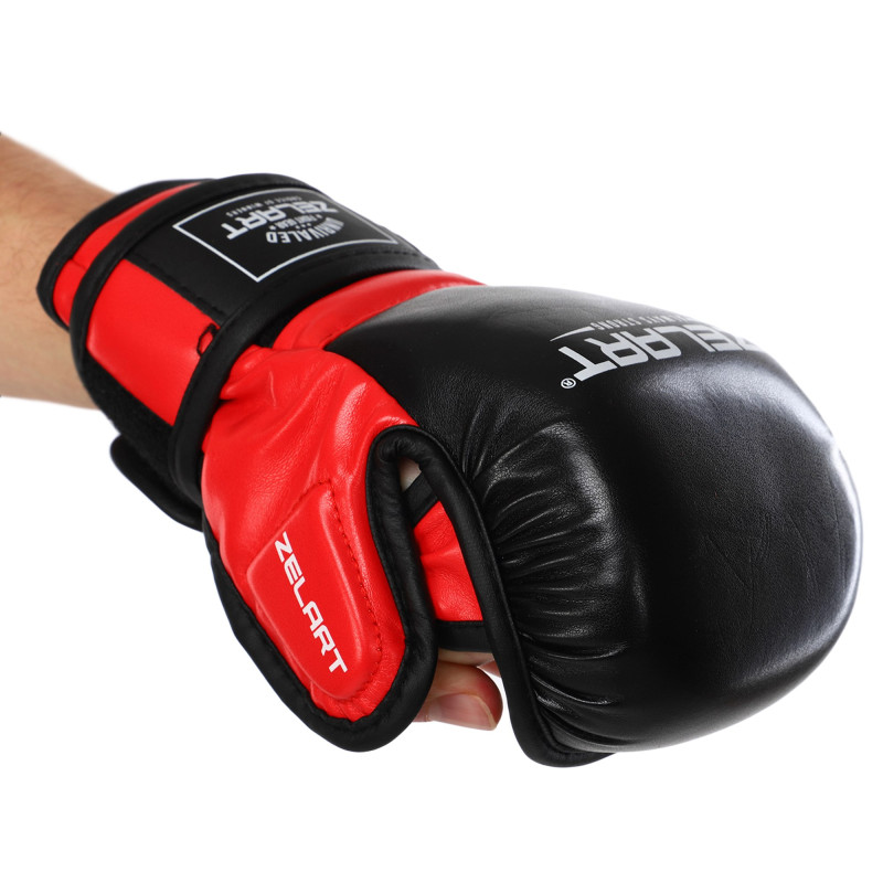 Рукавиці Краби спарингові для MMA Zelart BO-4612 S-XL Червоний-чорний