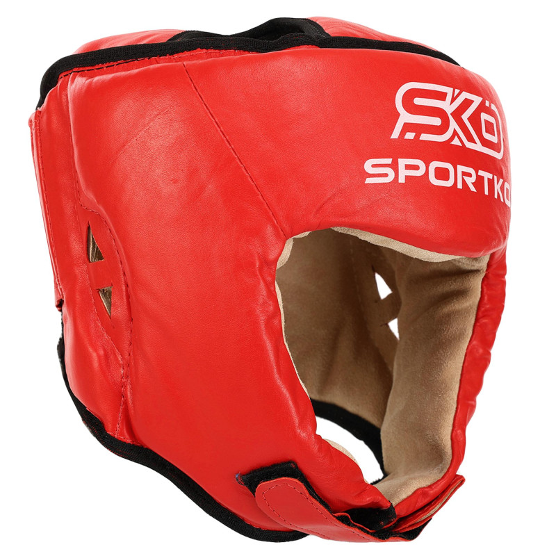 Шолом боксерський професійний відкритий шкіряний ФБУ SPORTKO ОК1 SP-4706 М-XL Червоний