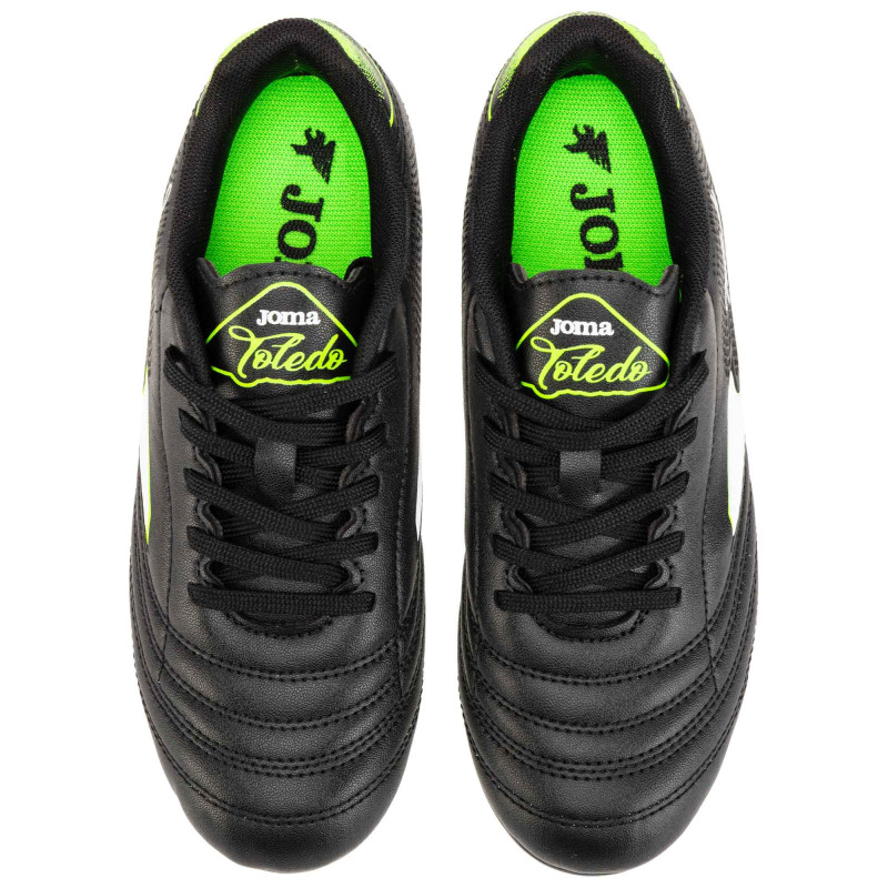 Бутси футбольні дитячі JOMA TOLEDO TOJW2501FG розмір 31-38 чорний-салатовий