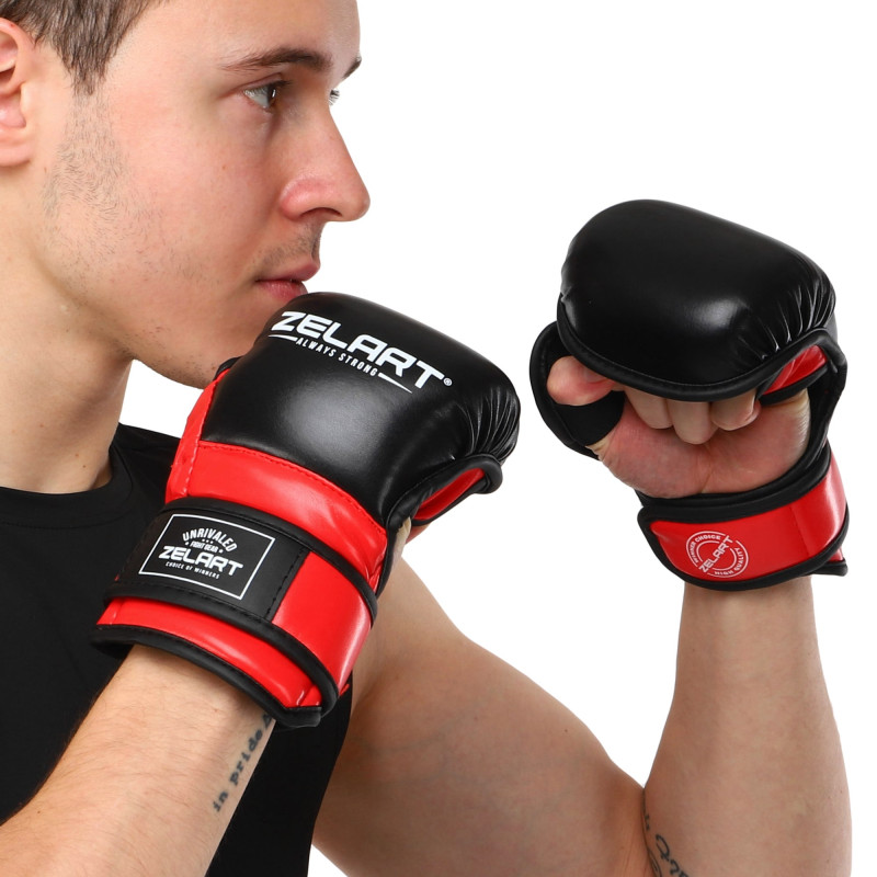 Рукавиці Краби спарингові для MMA Zelart BO-4612 S-XL Червоний-чорний