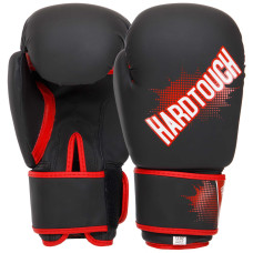 Рукавиці боксерські на липучці PU HARD TOUCH BO-4432 10-14 унцій Чорний-червоний
