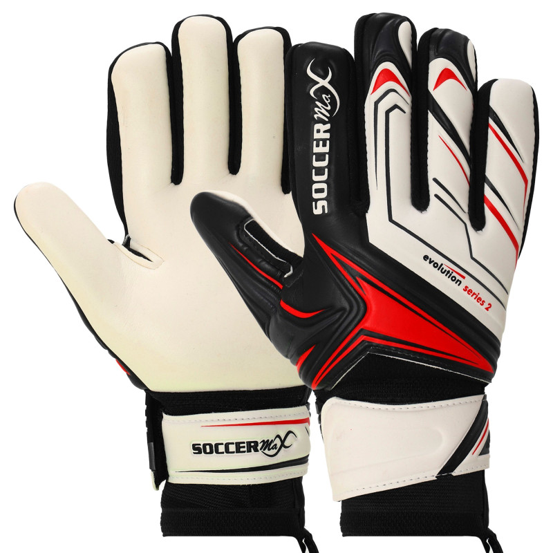 Рукавиці воротарські професійні із захистом пальців SOCCERMAX GK-4341 розмір 7-11 Білий-синій-блакитний