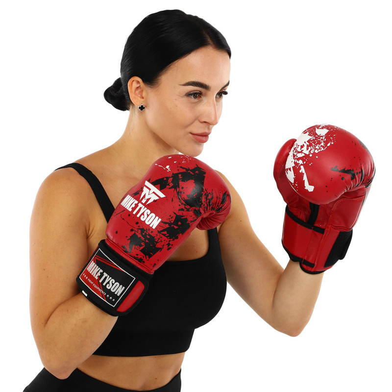 Рукавиці боксерські на липучці PVC MIKE TYSON VL-8448 10-14 унцій Чорний