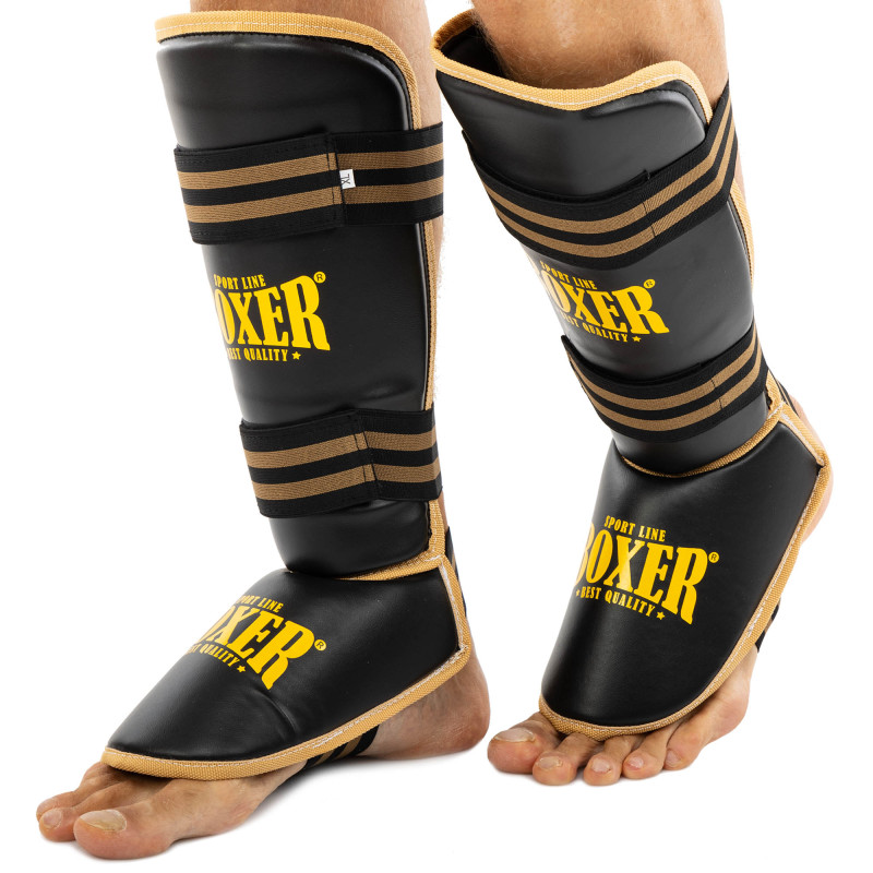 Захист гомілки та стопи Муай Тай, ММА, Кікбоксинг штучна шкіра BOXER NEW 2004-4-N M-XL Червоний