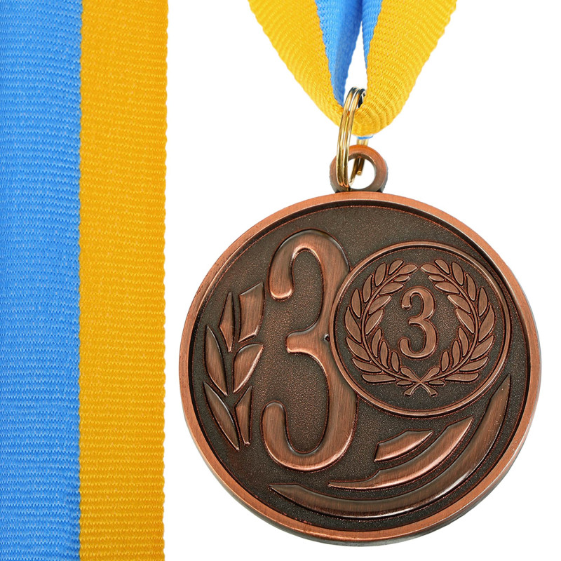Медаль спортивна зі стрічкою Sport WREATH C-1489-5 ø5см золото, срібло, бронза