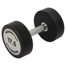 Гантель цільна професійна з поліуретановим покриттям TECHNOGYM TG-1834-17_5 1шт 17,5кг чорний-сірий