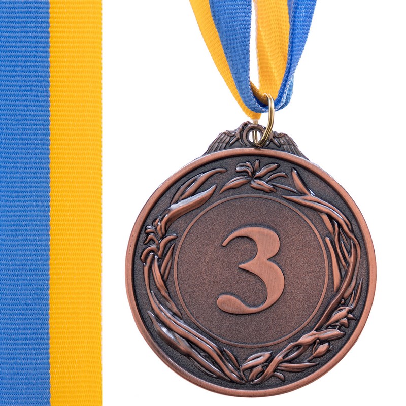 Медаль спортивна зі стрічкою Sport GLORY C-4327 ø6,5см золото, срібло, бронза