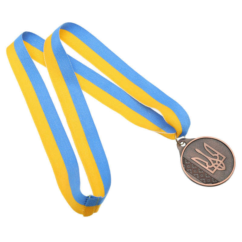 Медаль спортивна зі стрічкою Sport UKRAINE з українською символікою C-9294 ø5см золото, срібло, бронза