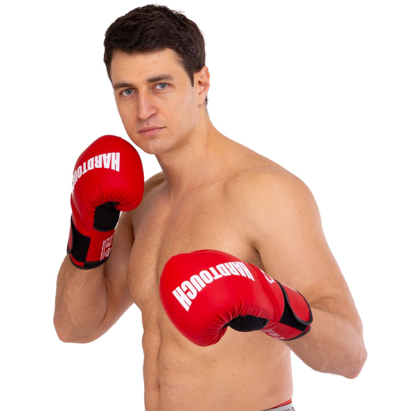 Рукавиці боксерські на липучці PU HARD TOUCH BO-5229 10-14унцій Бордовий