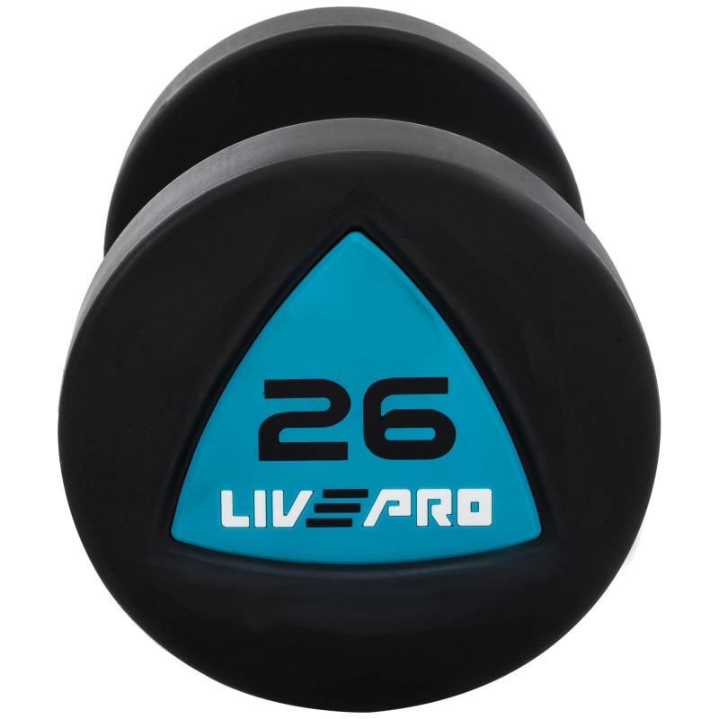 Гантелі цільні професійні з поліуретановим покриттям LiveUp LP8002-26 2шт по 26кг чорний-синій