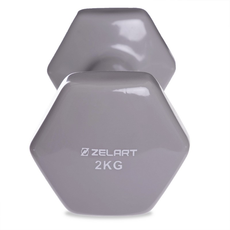 Гантель для фітнесу вінілова Zelart TA-2777-2 1шт 2кг