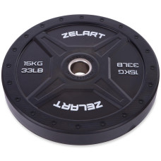 Бамперні диски гумові Bumper Plates Zelart TA-2258-15 50,4мм 15кг чорний