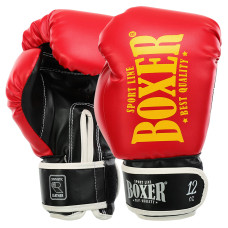 Рукавиці боксерські на липучці штучна шкіра BOXER NEW 2022-N 10-16 унцій Червоний