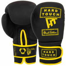Рукавиці боксерські на липучці PU HARD TOUCH BO-4658 10-14 унцій Чорний-золотий
