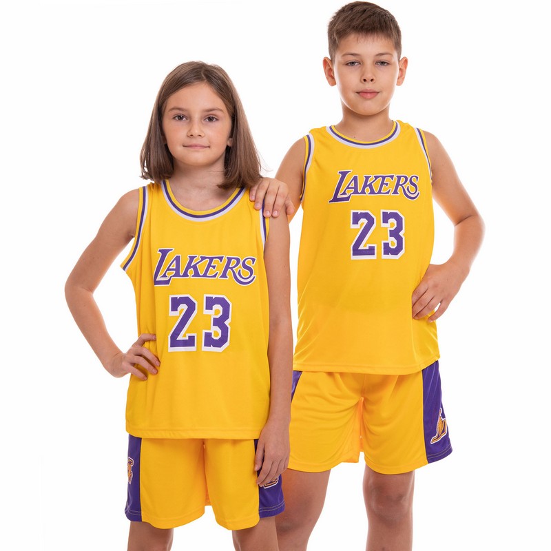 Форма баскетбольна дитяча NBA клуб Los Angeles Lakers 23 BA-0563 S-2XL Фіолетовий-жовтий
