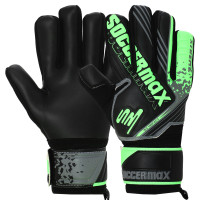 Рукавиці воротарські професійні із захистом пальців SOCCERMAX GK-4316 розмір 7-11 Чорний-зелений