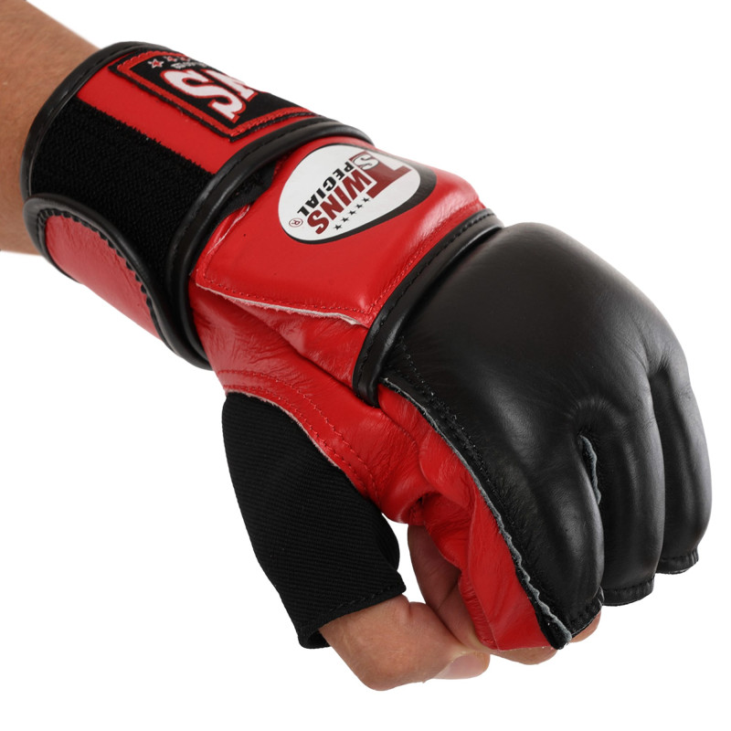 Рукавиці для змішаних єдиноборств MMA TWINS GGL-4 M-XL Чорний-червоний