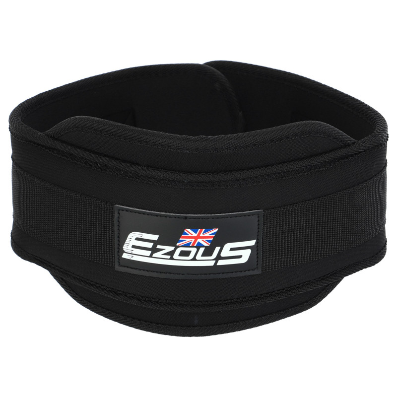 Пояс атлетичний для обтяження текстильний з ланцюгом та карабіном EZOUS DIP BELT N-02 спинка-16см чорний