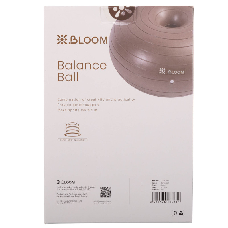 Фітбол м'яч для балансу Пончик сатин BLOOM LB7053 ø45см
