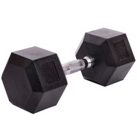 Гантель цільна шестигранна гексагональна обгумована Sport SC-80075-12_5 1шт 12,5кг чорний