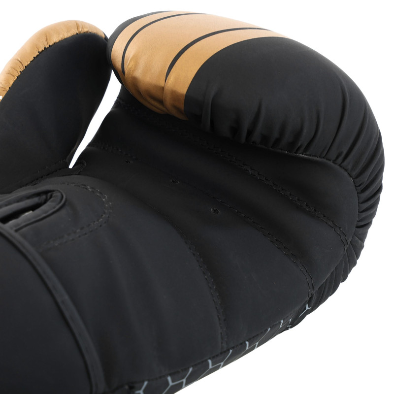 Рукавиці боксерські на липучці PU HARD TOUCH BO-4238 10-14 унцій Чорний-золотий