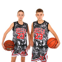 Форма баскетбольна дитяча NBA клуб Chicago Bulls 23 BA-6644 S-2XL чорний-білий