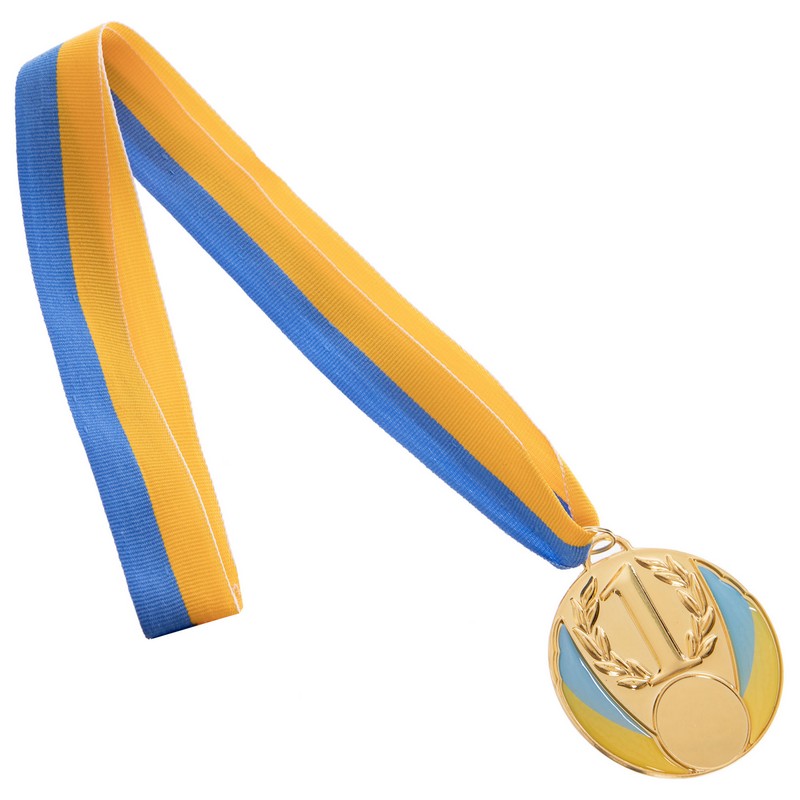 Медаль спортивна зі стрічкою Sport UKRAINE з українською символікою C-4339 ø6,5см золото, срібло, бронза
